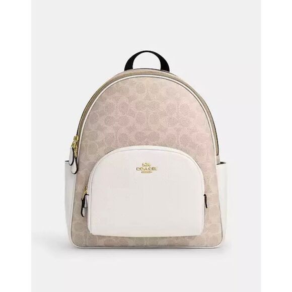 ??NWT! Coach Court Backpack in Signature Canvas Sand/Chalk CZ176 Msrp:$450.00 main image 9